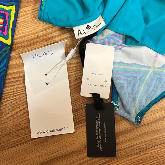 Amir Slama Draped Long Sleeves Bodysuit In Pink ,green and blue size XL - Picture 12 of 16